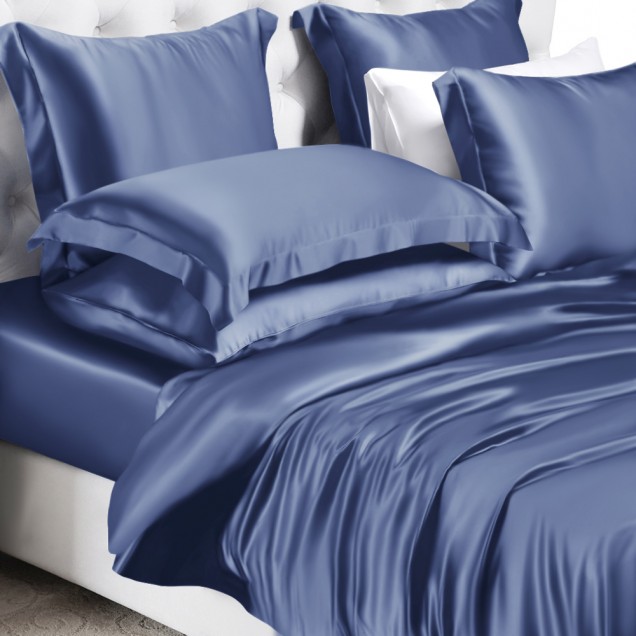 Dark Blue 22 Momme Mulberry Silk Duvet Cover for Sale Dark Blue 22 Momme Mulberry Silk Duvet Cover for Sale