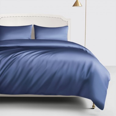 Dark Blue 22 Momme Mulberry Silk Duvet Cover for Sale