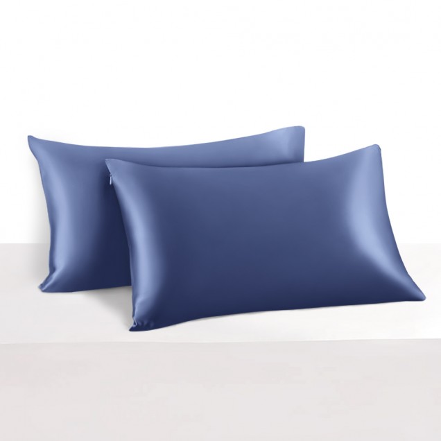 Dark Blue 22 Momme Mulberry Silk Pillowcase with Hidden Zipper for Sale Dark Blue 22 Momme Mulberry Silk Pillowcase with Hidden Zipper for Sale