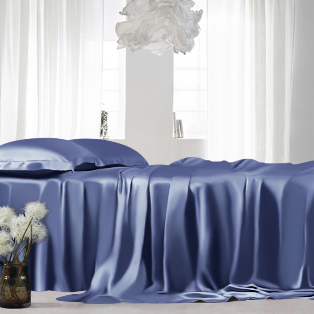 Dark Blue 22 Momme Mulberry Silk Sheet Set for Sale Dark Blue 22 Momme Mulberry Silk Sheet Set for Sale