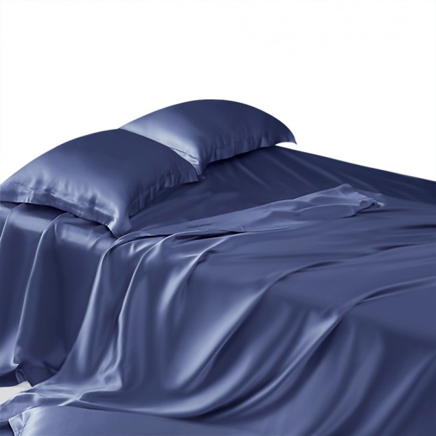 Dark Blue 22 Momme Mulberry Silk Sheet Set for Sale Dark Blue 22 Momme Mulberry Silk Sheet Set for Sale