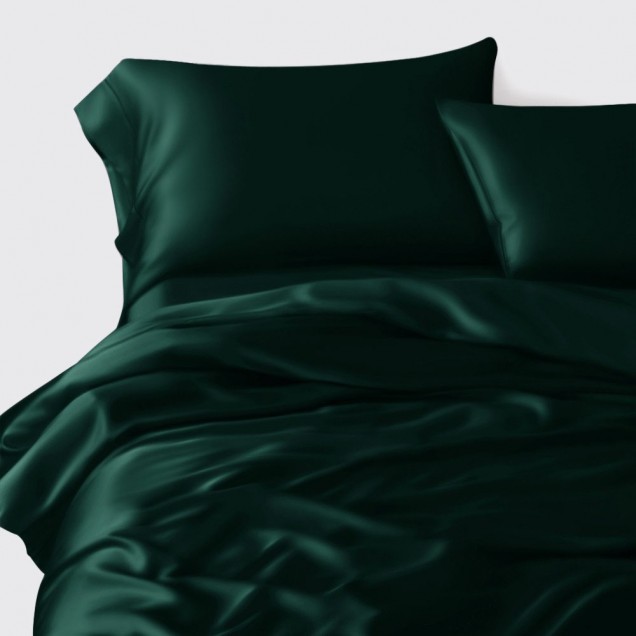 Dark Green 22 Momme Mulberry Silk Duvet Cover for Sale
