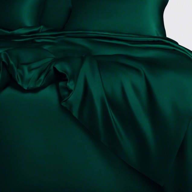 Dark Green 22 Momme Mulberry Silk Duvet Cover for Sale