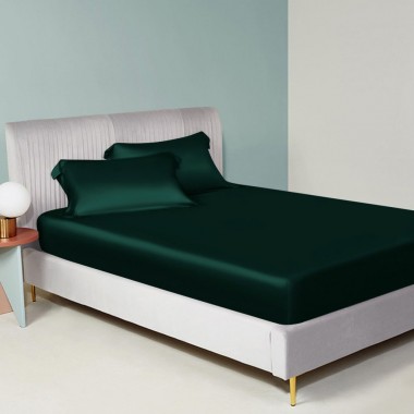 Dark Green 22 Momme Mulberry Silk Fitted Sheet for Sale
