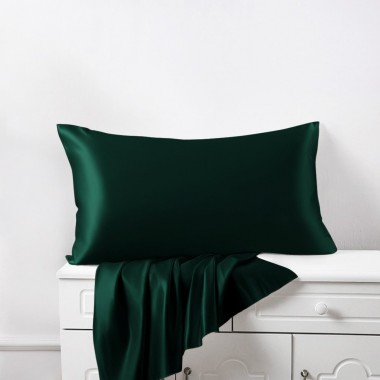 Dark Green 22 Momme Mulberry Silk Pillowcase with Hidden Zipper for Sale