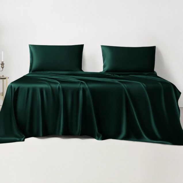 Dark Green 22 Momme Mulberry Silk Sheet Set for Sale Dark Green 22 Momme Mulberry Silk Sheet Set for Sale