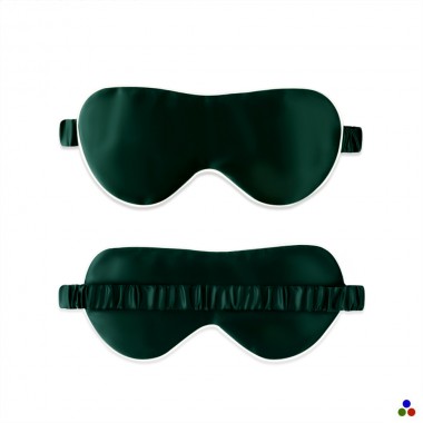 Dark Green & Ivory Suede Rose Silk Eye Mask for Sale