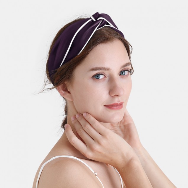 Dark Purple & Ivory Silk Headband for Sale Dark Purple & Ivory Silk Headband for Sale