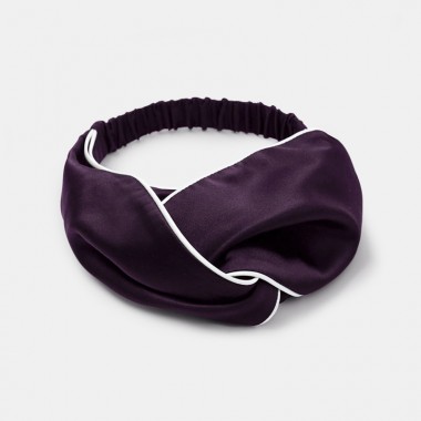 Dark Purple & Ivory Silk Headband for Sale