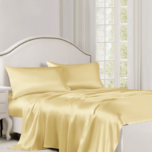 Gold 22 Momme Mulberry Silk Flat Sheet for Sale Gold 22 Momme Mulberry Silk Flat Sheet for Sale