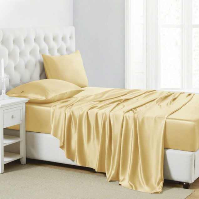 Gold 22 Momme Mulberry Silk Sheet Set for Sale Gold 22 Momme Mulberry Silk Sheet Set for Sale