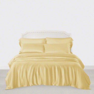 Gold 3 PCS 22 Momme Mulberry Silk Duvet Cover Set for Sale
