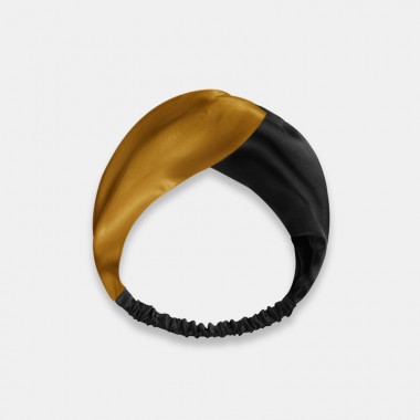 Gold & Black Mulberry Silk Headband for Sale