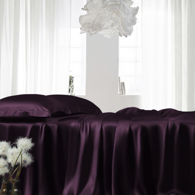 Grape 22 Momme Mulberry Silk Fitted Sheet for Sale Grape 22 Momme Mulberry Silk Fitted Sheet for Sale