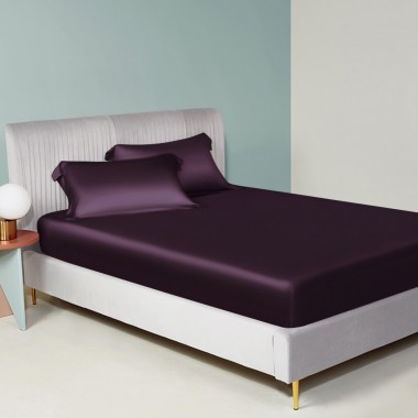 Grape 22 Momme Mulberry Silk Fitted Sheet for Sale