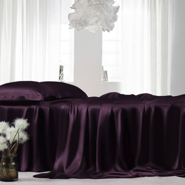 Grape 22 Momme Mulberry Silk Flat Sheet for Sale Grape 22 Momme Mulberry Silk Flat Sheet for Sale