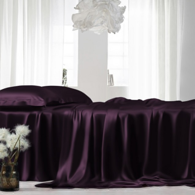 Grape 22 Momme Mulberry Silk Sheet Set for Sale Grape 22 Momme Mulberry Silk Sheet Set for Sale