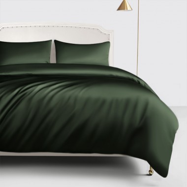 Hunter Green 22 Momme Mulberry Silk Duvet Cover for Sale