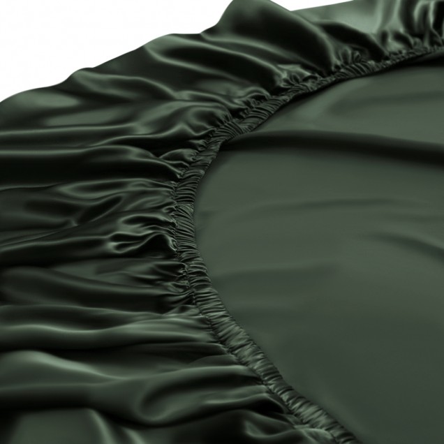 Hunter Green 22 Momme Mulberry Silk Fitted Sheet for Sale