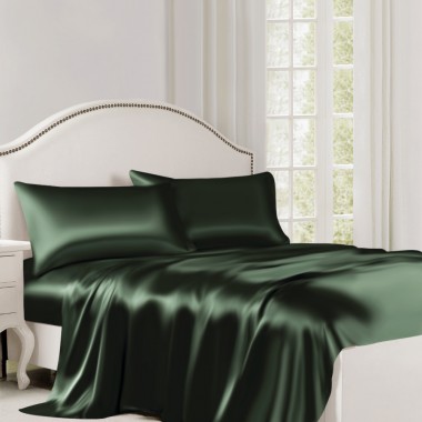 Hunter Green 22 Momme Mulberry Silk Flat Sheet for Sale
