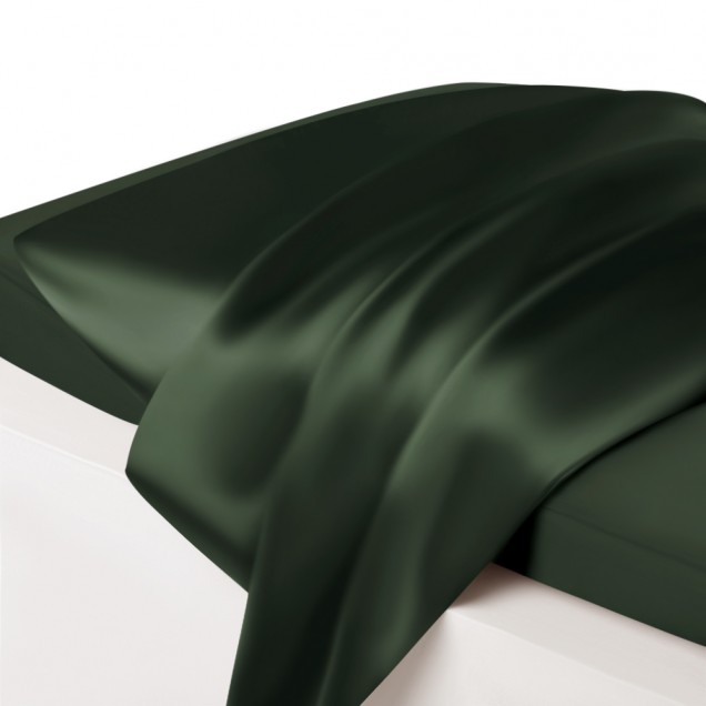 Hunter Green Envelope 22 Momme Mulberry Silk Pillowcase for Sale