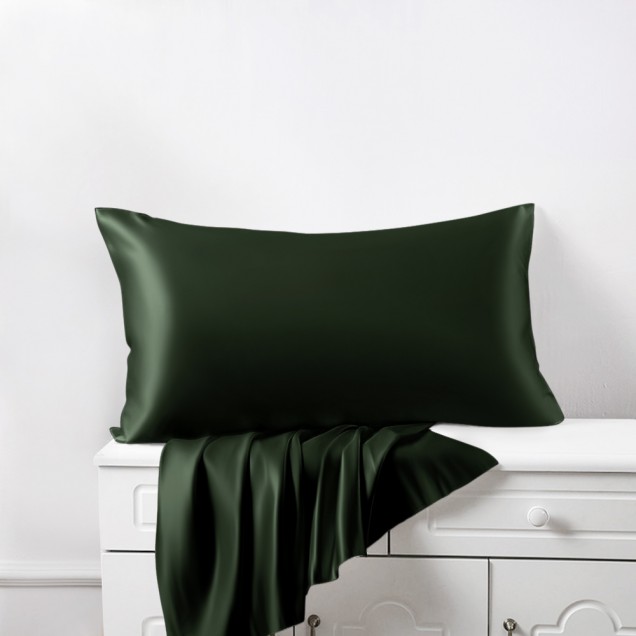 Hunter Green Envelope 22 Momme Mulberry Silk Pillowcase for Sale