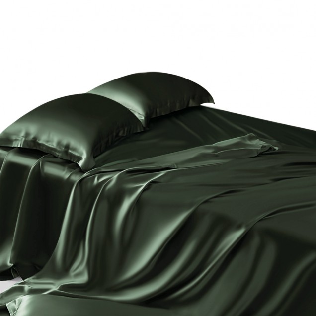 Hunter Green 22 Momme Mulberry Silk Sheet Set for Sale Hunter Green 22 Momme Mulberry Silk Sheet Set for Sale