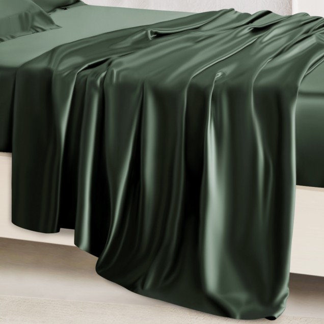 Hunter Green 22 Momme Mulberry Silk Sheet Set for Sale Hunter Green 22 Momme Mulberry Silk Sheet Set for Sale