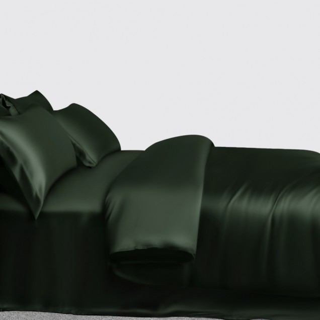 Hunter Green 3 PCS 22 Momme Mulberry Silk Duvet Cover Set for Sale Hunter Green 3 PCS 22 Momme Mulberry Silk Duvet Cover Set for Sale