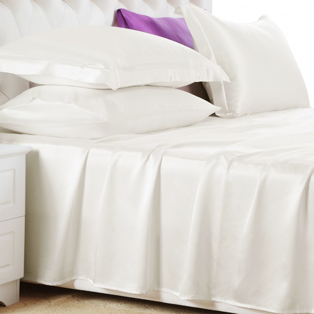 Ivory 22 Momme Mulberry Silk Flat Sheet for Sale Ivory 22 Momme Mulberry Silk Flat Sheet for Sale