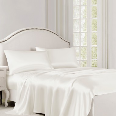 Ivory 22 Momme Mulberry Silk Flat Sheet for Sale