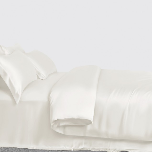 Ivory 3 PCS 22 Momme Mulberry Silk Duvet Cover Set for Sale Ivory 3 PCS 22 Momme Mulberry Silk Duvet Cover Set for Sale