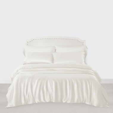 Ivory 3 PCS 22 Momme Mulberry Silk Duvet Cover Set for Sale