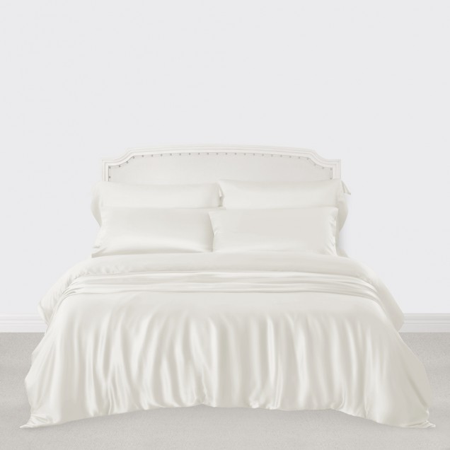 Ivory 3 PCS 22 Momme Mulberry Silk Duvet Cover Set for Sale Ivory 3 PCS 22 Momme Mulberry Silk Duvet Cover Set for Sale