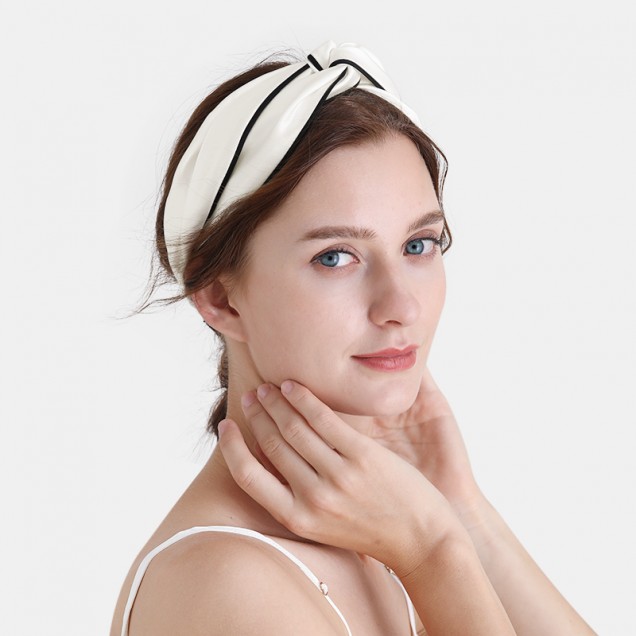 Ivory & Black Silk Headband for Sale Ivory & Black Silk Headband for Sale