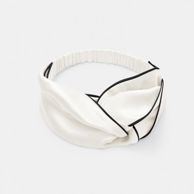 Ivory & Black Silk Headband for Sale