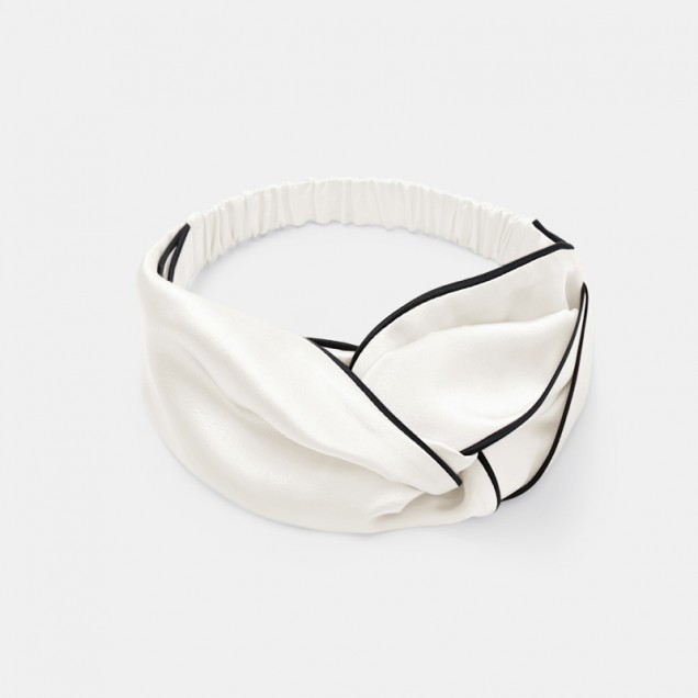 Ivory & Black Silk Headband for Sale Ivory & Black Silk Headband for Sale