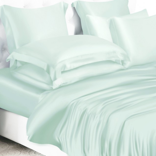 Light Cyan 22 Momme Mulberry Silk Duvet Cover for Sale Light Cyan 22 Momme Mulberry Silk Duvet Cover for Sale