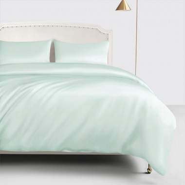 Light Cyan 22 Momme Mulberry Silk Duvet Cover for Sale