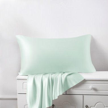 Light Cyan 22 Momme Mulberry Silk Pillowcase with Hidden Zipper for Sale