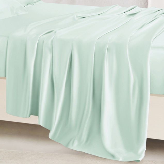 Light Cyan 22 Momme Mulberry Silk Sheet Set for Sale Light Cyan 22 Momme Mulberry Silk Sheet Set for Sale