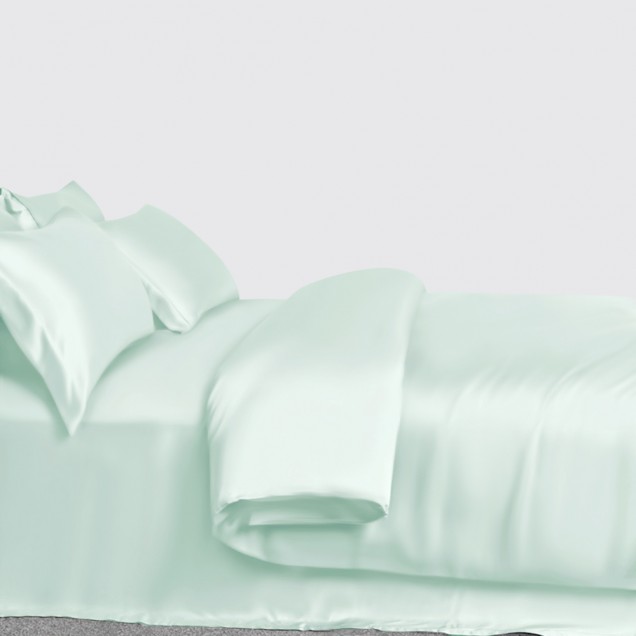 Light Cyan 3 PCS 22 Momme Mulberry Silk Duvet Cover Set for Sale Light Cyan 3 PCS 22 Momme Mulberry Silk Duvet Cover Set for Sale