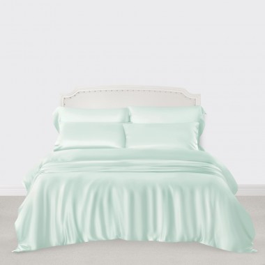 Light Cyan 3 PCS 22 Momme Mulberry Silk Duvet Cover Set for Sale