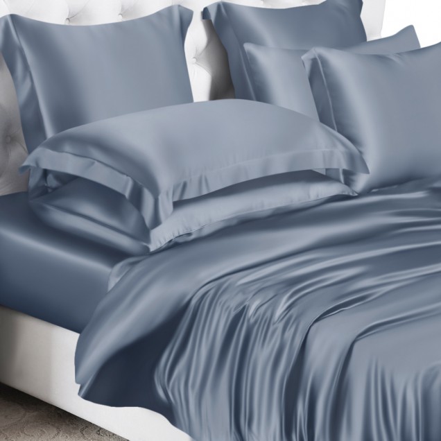 Misty Blue 22 Momme Mulberry Silk Duvet Cover for Sale Misty Blue 22 Momme Mulberry Silk Duvet Cover for Sale