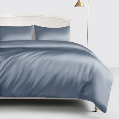 Misty Blue 22 Momme Mulberry Silk Duvet Cover for Sale