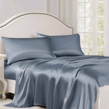 Misty Blue 22 Momme Mulberry Silk Flat Sheet for Sale