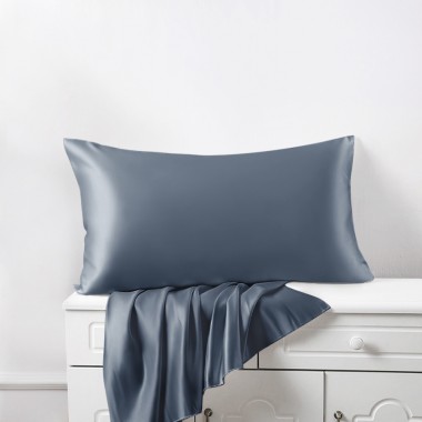Misty Blue 22 Momme Mulberry Silk Pillowcase with Hidden Zipper for Sale