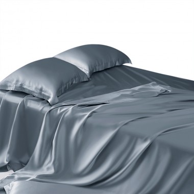Misty Blue 22 Momme Mulberry Silk Sheet Set for Sale