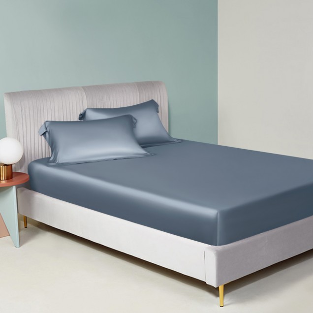 Misty Blue 22 Momme Mulberry Silk Sheet Set for Sale Misty Blue 22 Momme Mulberry Silk Sheet Set for Sale