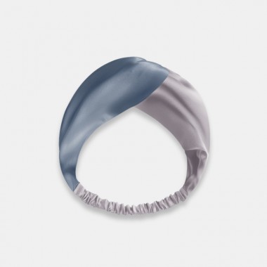 Misty Blue & Silver Mulberry Silk Headband for Sale